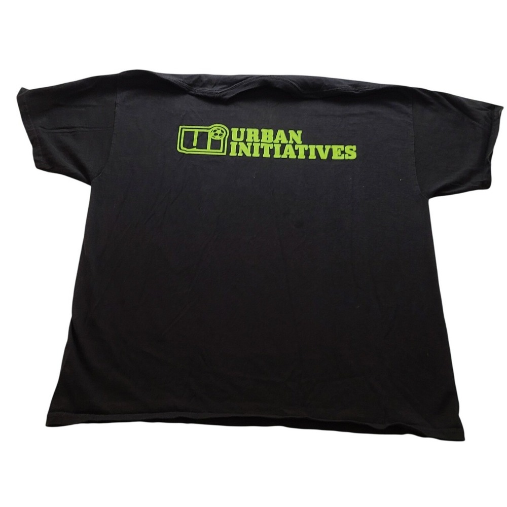 Urban Initiatives Graphic T-Shirt‎ Men's XL Black Lime Green Soccer Short Slv